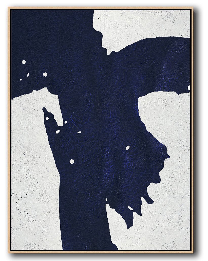 Abstract Painting Extra Large Canvas Art,Navy Blue Abstract Painting Online,Big Art Canvas